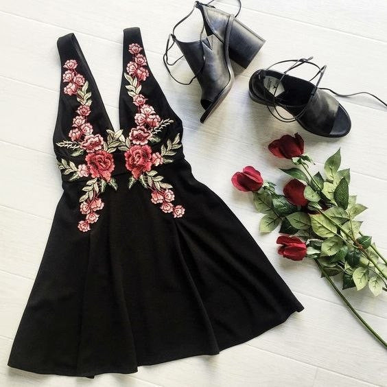 The Rose Embroidery Tank Dress