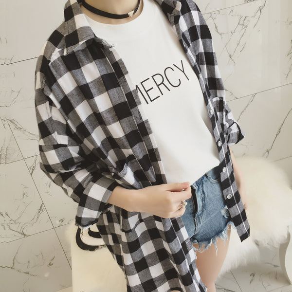 The flannel with the sleeves.