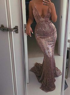 The Pink Sparkly Mermaid  Sequins Maxi Dress