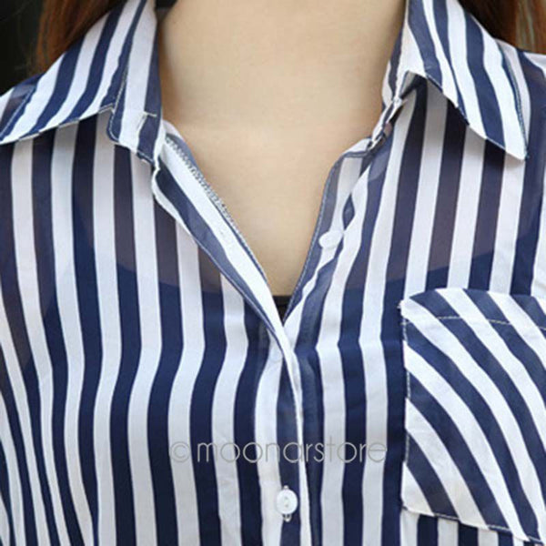 The Striped Long Blouses Shirts