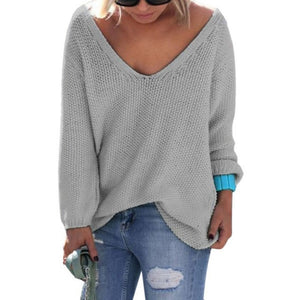 The V Neck Loose Casual Knit Sweater