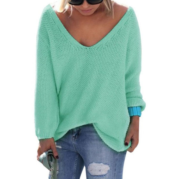 The V Neck Loose Casual Knit Sweater