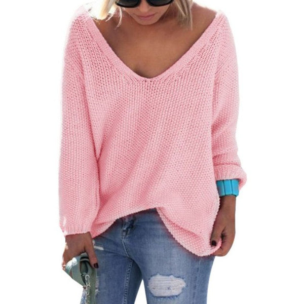 The V Neck Loose Casual Knit Sweater