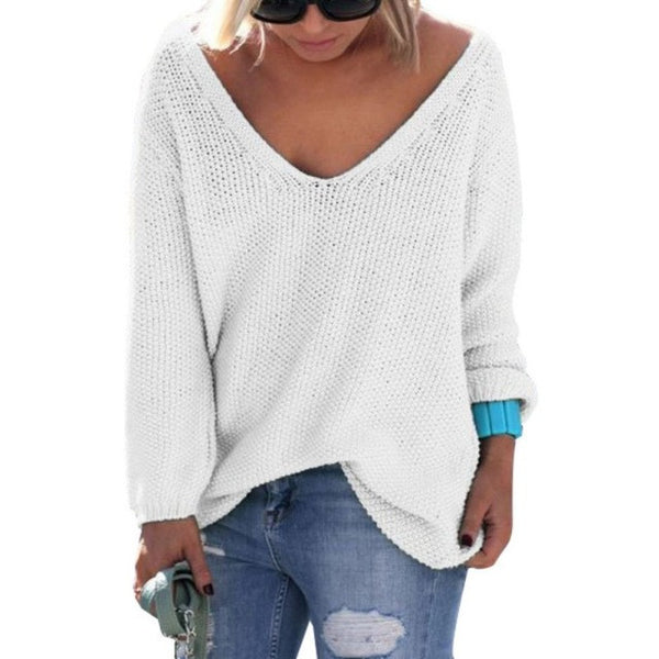 The V Neck Loose Casual Knit Sweater