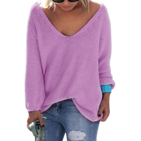 The V Neck Loose Casual Knit Sweater