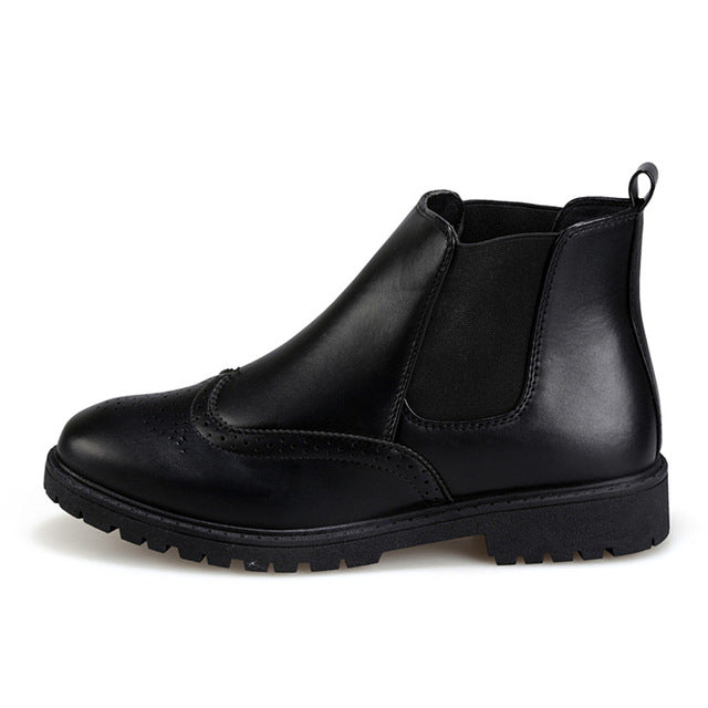Walking Flats Leather Boots