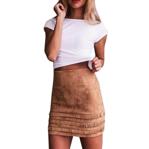 The Soft Tassel Suede Leather Skirt.