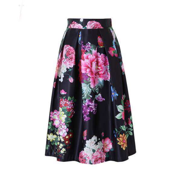 The Peony Floral Butterfly Midi Skirts