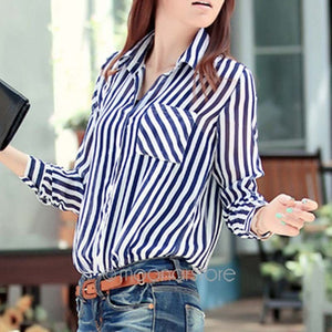 The Striped Long Blouses Shirts