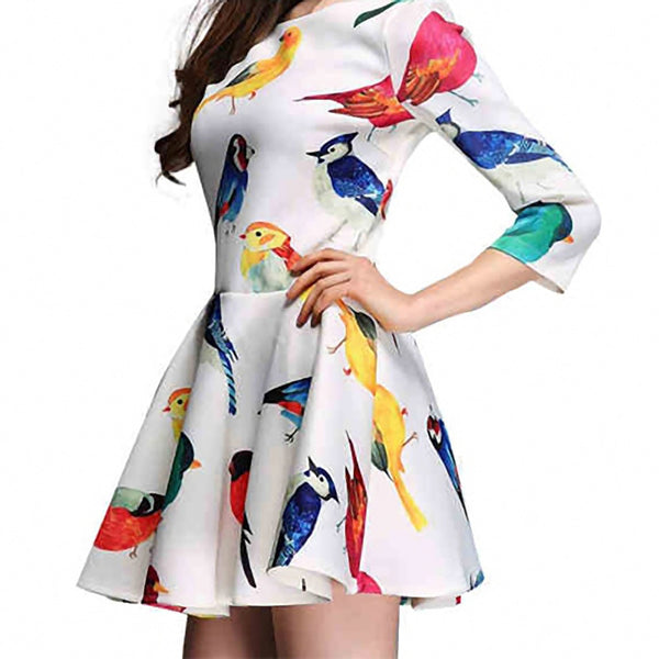 The Elegant Casual A-line Bird Dress.