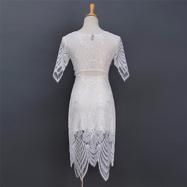 Elegant open lace see through dress