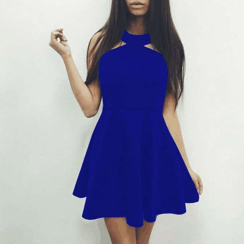 The Poncho Halter electric Backless Dress