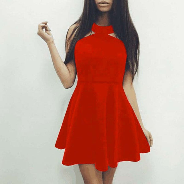 The Poncho Halter electric Backless Dress