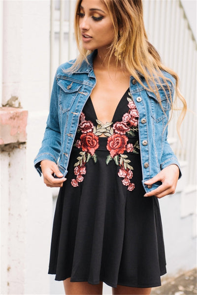 The Rose Embroidery Tank Dress