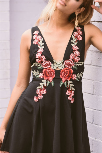 The Rose Embroidery Tank Dress