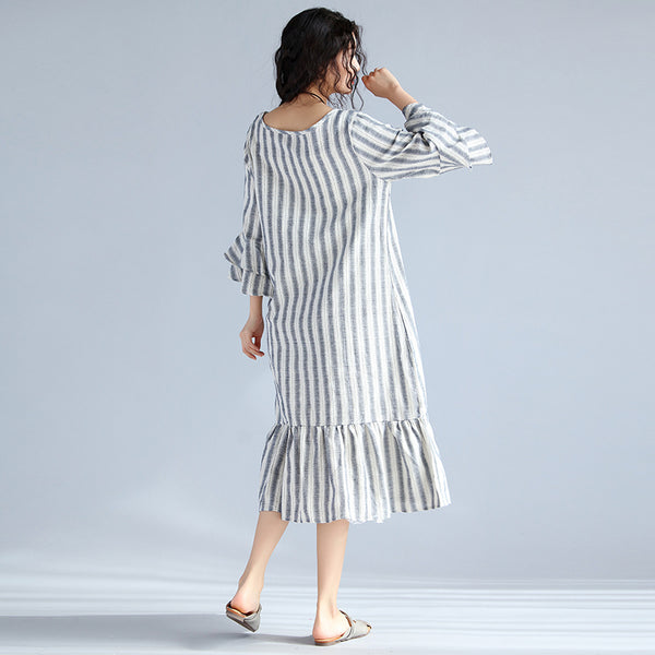 The Stripe Loose Tunic Straight Long Dress