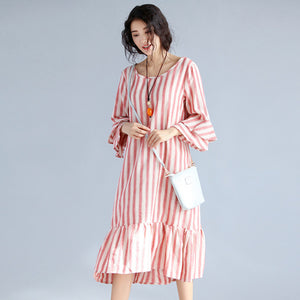 The Stripe Loose Tunic Straight Long Dress
