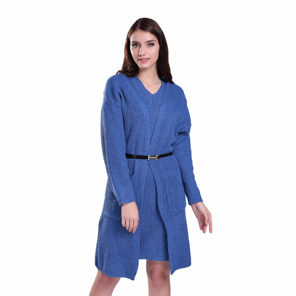 The Knitted Dress&Cardigan With Belt