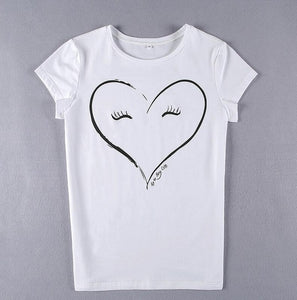 The Smiling Face Heart Printing T Shirt