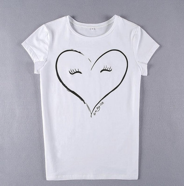 The Smiling Face Heart Printing T Shirt