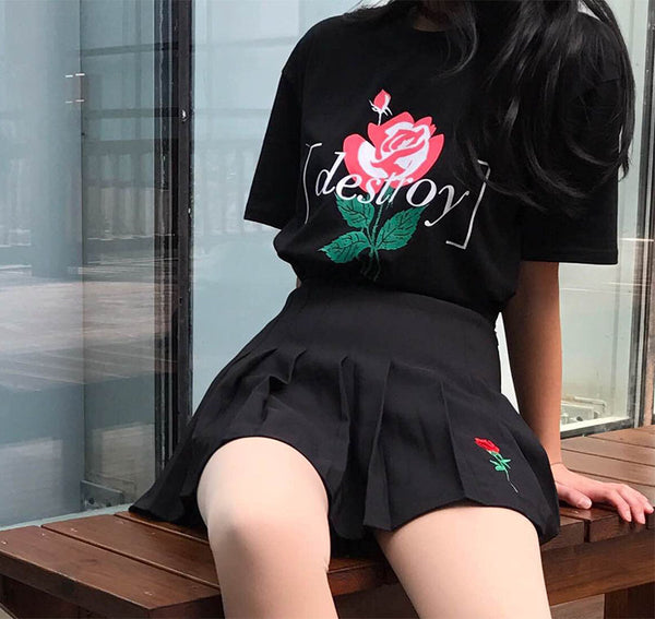 The Rose Embroidery High Waist Skirts.