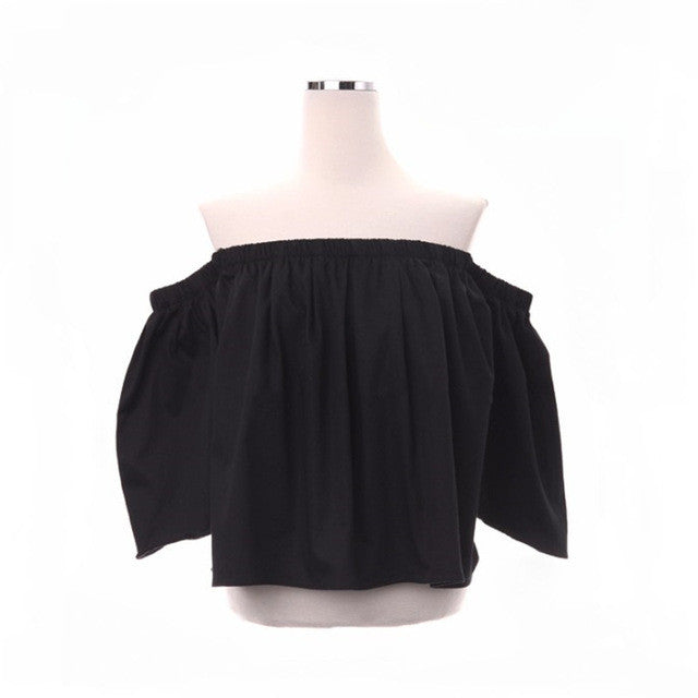 The vogue flare sleeve ruffle cropped tops