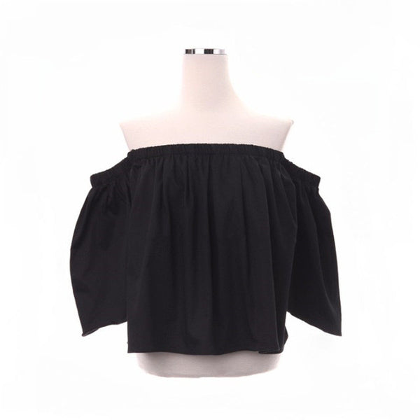 The vogue flare sleeve ruffle cropped tops