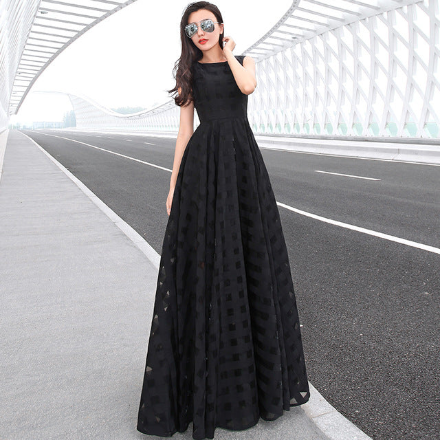 Sleeveless Organza Long Maxi Dress