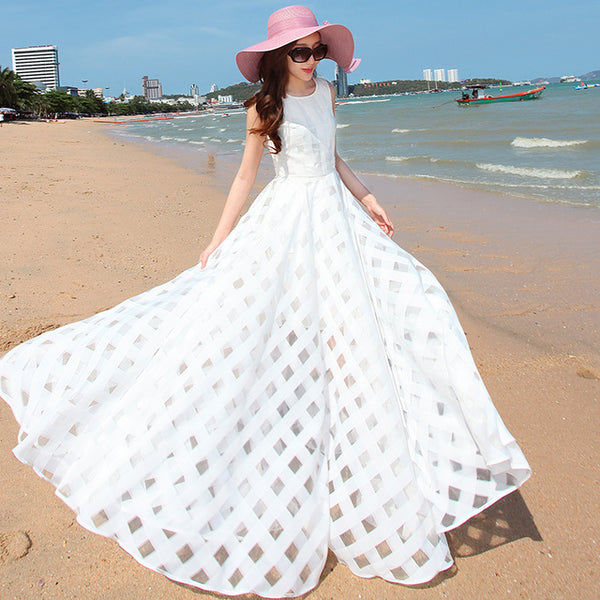 Sleeveless Organza Long Maxi Dress