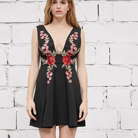 The Rose Embroidery Tank Dress