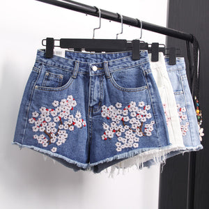 The Floral Embroidery Shorts Denim
