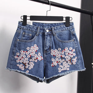 The Floral Embroidery Shorts Denim