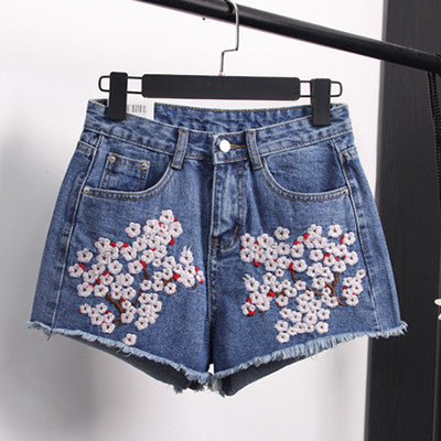 The Floral Embroidery Shorts Denim