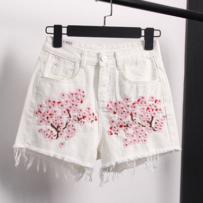 The Floral Embroidery Shorts Denim