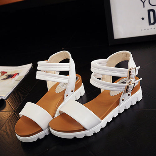 The buckle strap sandals.