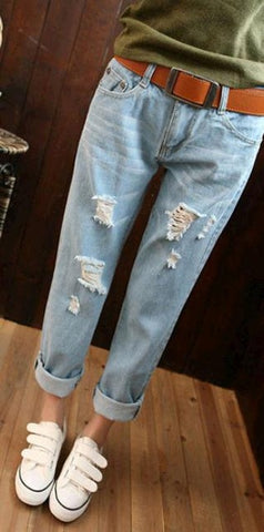 The Mid Waist Washed Harem Pants Jeans