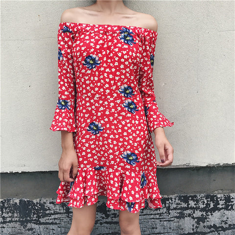The Ruffles Floral Print Chic Dresses