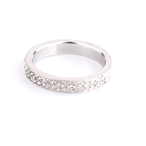 The double row crystal wedding rings