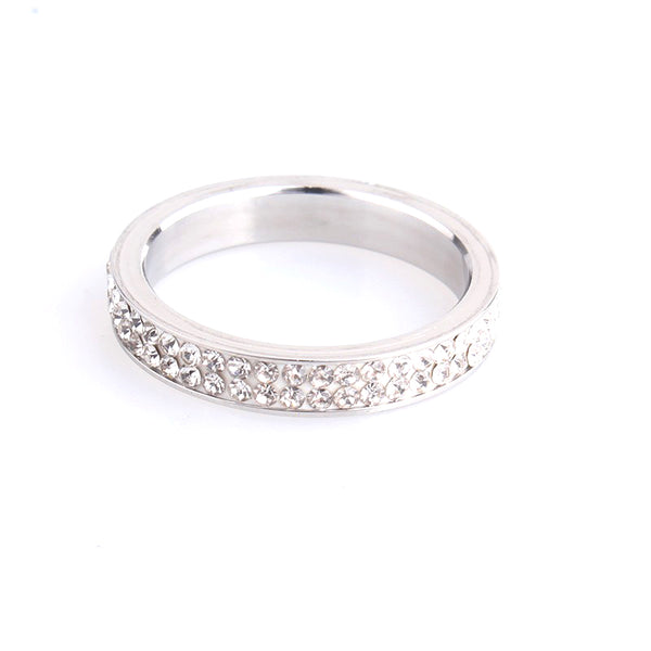 The double row crystal wedding rings