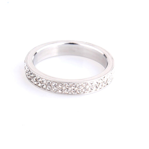 The double row crystal wedding rings