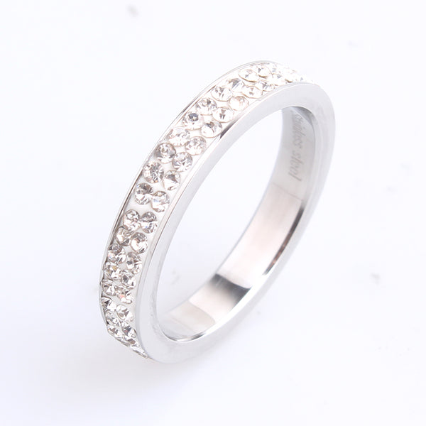 The double row crystal wedding rings