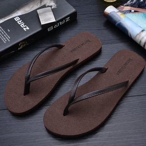 genuine leather flip flop flat casual shoes