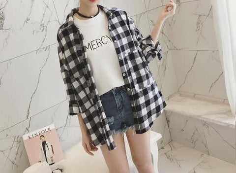 The flannel with the sleeves.