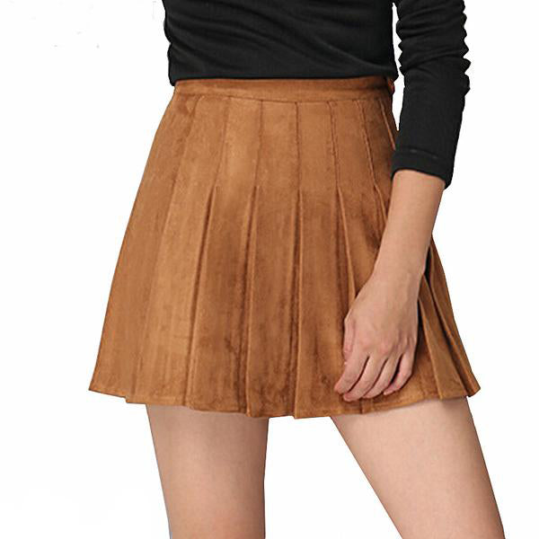 Suede Skate Femininas Solid Mini Skirt