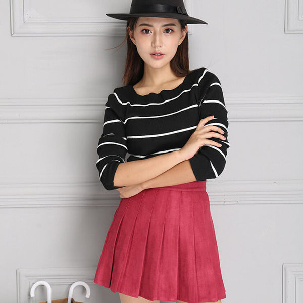 Suede Skate Femininas Solid Mini Skirt