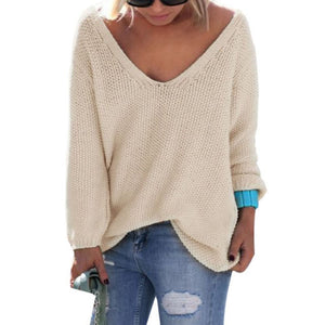 The V Neck Loose Casual Knit Sweater