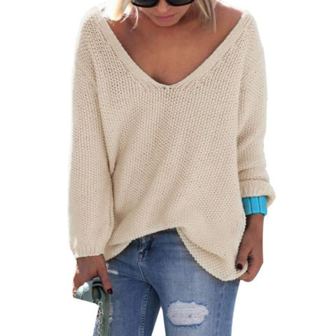 The V Neck Loose Casual Knit Sweater
